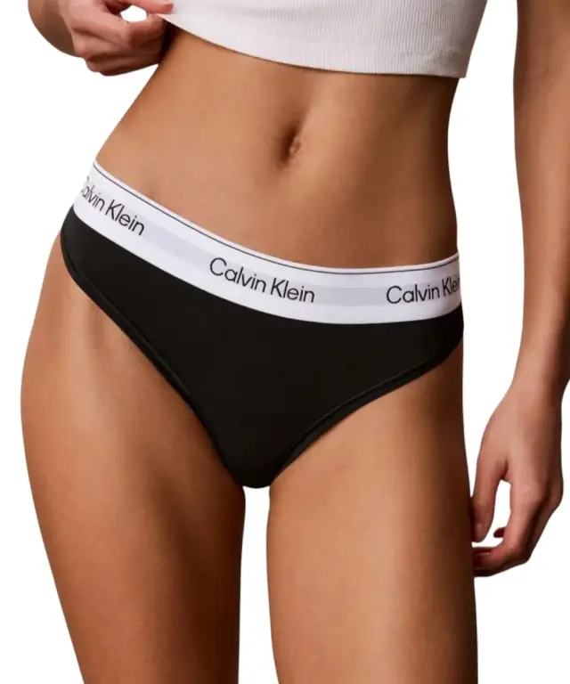 Calvin Klein - Γυναικείο String Icon 2 Pack Cotton Modal LV00QF8834-3WF Μαύρο/Μπλε - XS 3