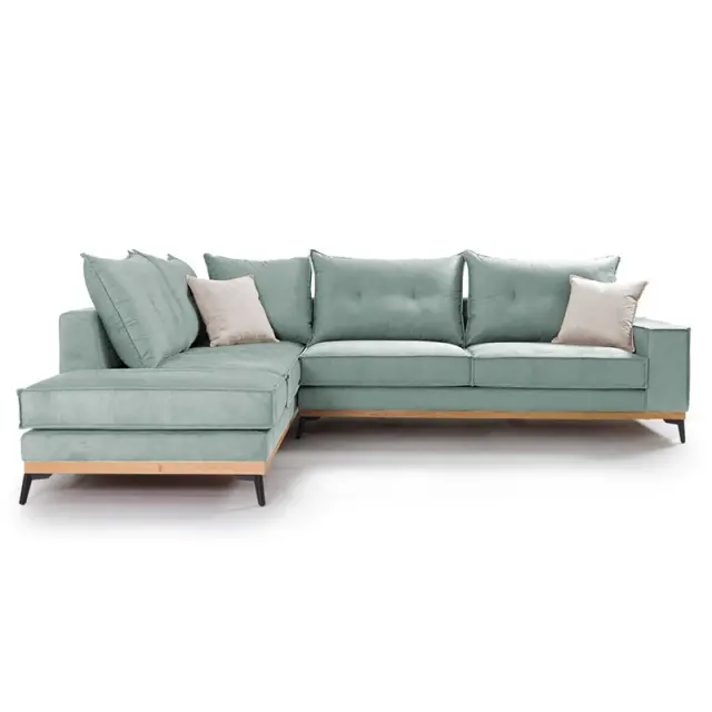 Γωνιακός καναπές δεξιά γωνία Luxury II pakoworld ύφασμα ciel-cream 290x235x95εκ 2