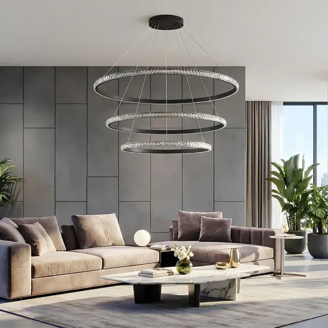 DIAMOND Κρεμαστό Φωτιστικό Οροφής LED 150W CCT με Χειριστήριο Μαύρο KLV-101-0241 2