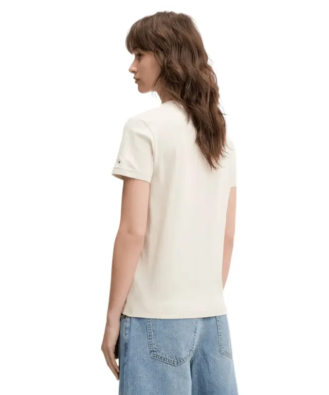 Tommy Hilfiger - Γυναικείο T-shirt Regular Bubble Tee Fit DW0DW21338-ACG Μπεζ - M 3