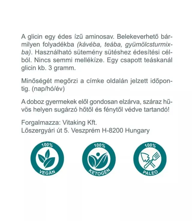 Vitaking Glycine 100% pure powder 3