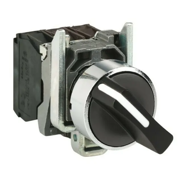 Harmony XB4, Selector switch, metal, black, Ø22, 2 positions, stay put, 1 NO+1 NC