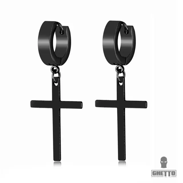 Ghetto Cross Earrings Pair Black