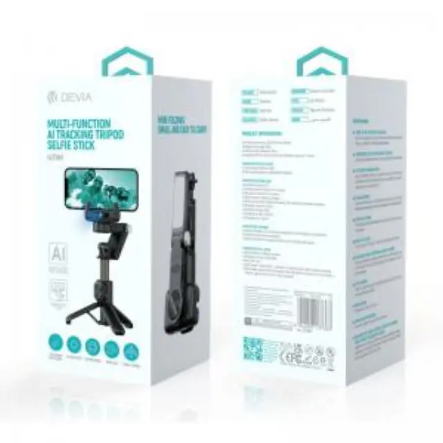 Gimbal & Τρίποδο Devia Q19 με AI Tracking για Smartphones Πλάτους 37 έως 90mm Ultra1 Μαύρο N69946 2