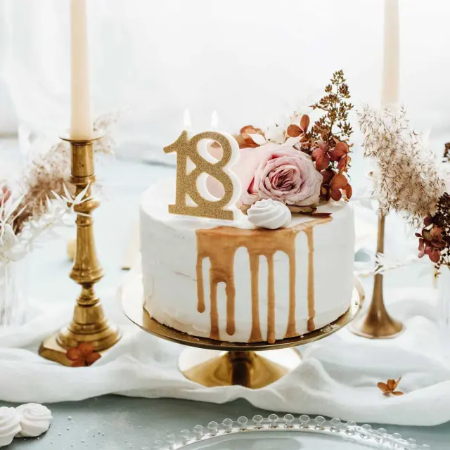 PartyDeco Κερί Γενεθλίων Νο. 18 - Μοντέρνο Χρυσό - 2