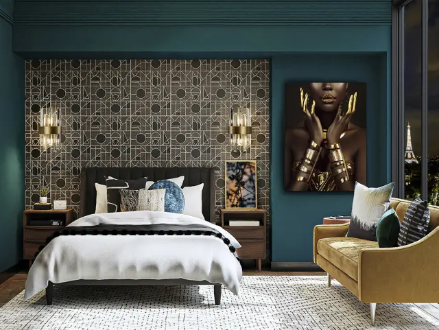 Sombra y oro 968373 – Εκτυπωμένη Φωτογραφία 80x120 cm σε Γυαλί Tempered Μαύρο Μαύρο/Χρυσό Χρυσό 3
