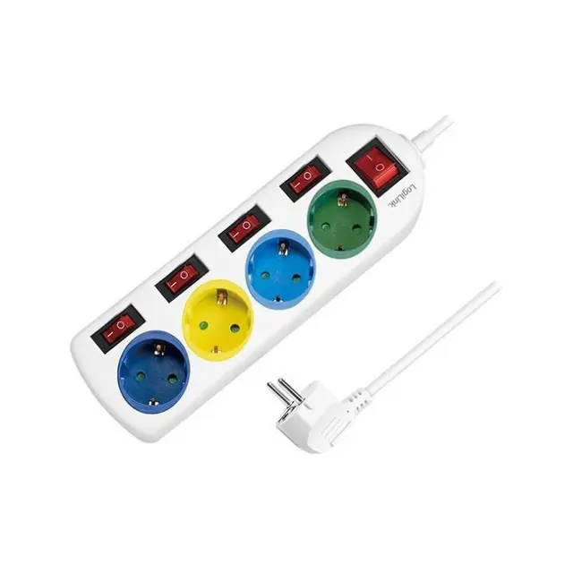 LogiLink Power Strip 4-Socket 1.5m Colored (LPS257)