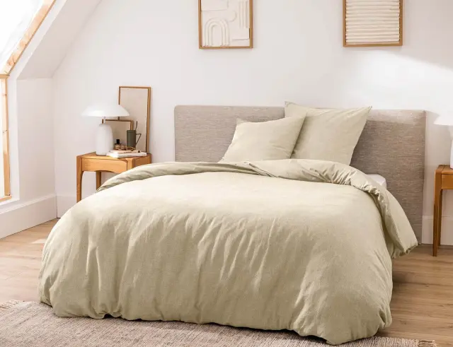 Σετ King Size Παπλωματοθήκη & 2 Μαξιλαροθήκες Meline Douceur d'intérieur από βαμβάκι 60TC, με διαστάσεις 240x260cm - Sand 1644994