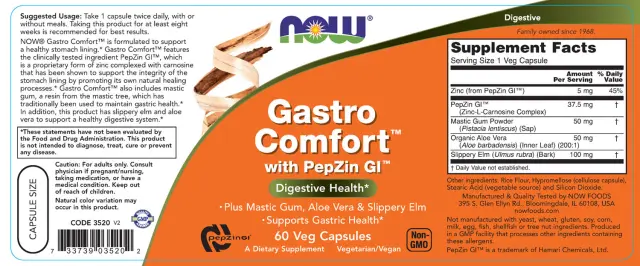 Now Foods Gastro Comfort with PepZin GI 60 κάψουλες 2