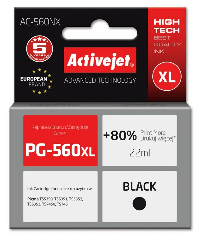 Activejet AC-560NX Ink (replacement for Canon PG-560XL Supreme 22 ml black)