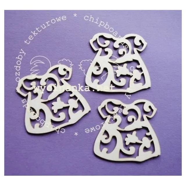Διακοσμητικά Chipboard Φορεματάκια , 5x5.5cm ,3τεμ