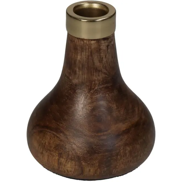 Κηροπήγιο Καφέ Ξύλο 7x7x6.5cm