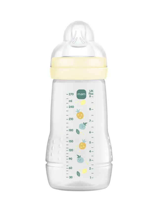 Mam Πλαστικό Μπιμπερό Easy Active Κατά των Κολικών με Θηλή Σιλικόνης για 4+ μηνών Κίτρινο 330ml