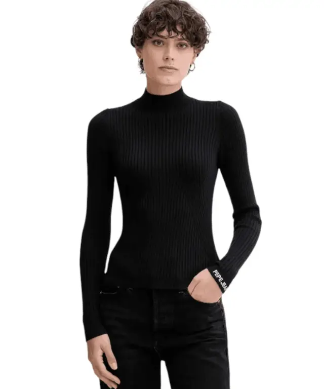Pepe Jeans - Γυναικείο Πουλόβερ Ημιζιβάγκο Regular Fit PL7000026-999 Μαύρο - XS