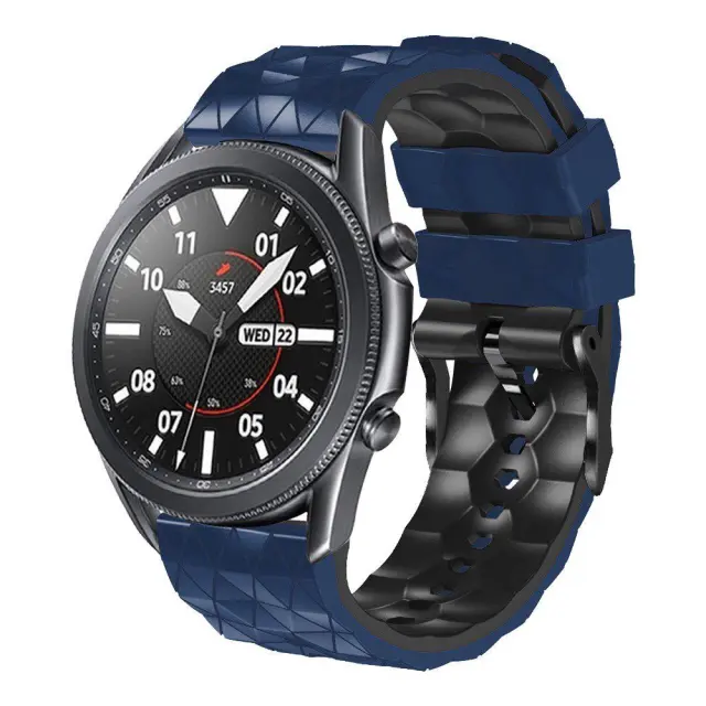 Λουράκι Σιλικόνης Football Texture για Samsung Galaxy Watch 3 45mm (Fits all 22mm) - Dark Blue/ Black OEM 2