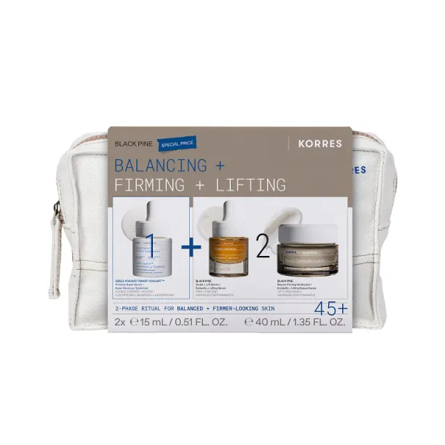 Korres Promo Greek Yoghurt Smart Probiotic Super Serum 15ml & White Pine Cream & Age Spot Concentrate Serum 15ml & Korres White Pine Volumizing Moisturizer Day Cream 40ml & Δώρο Νεσεσέρ