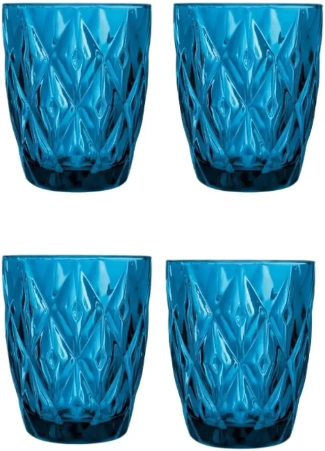 Casa Domani Deanna Blue Σετ Ποτηριών Χαμηλά Old Fashion 275ml 4τμχ - Μπλε