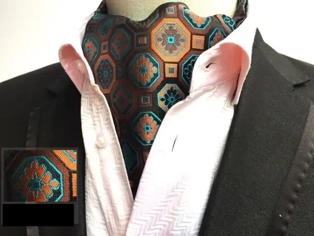 Γραβάτα Τύπου Ascot σε Dark Orange Μοτίβο 2