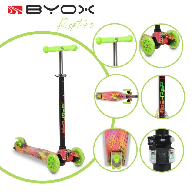 Byox Πατίνι Scooter Rapture με φωτιζόμενες ρόδες, Πράσινο