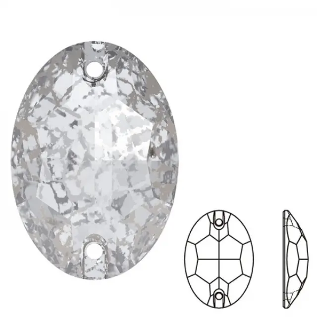 Swarovski 3210 Sew-On Oval Crystal Silver Patina 16x11mm - 2τεμ