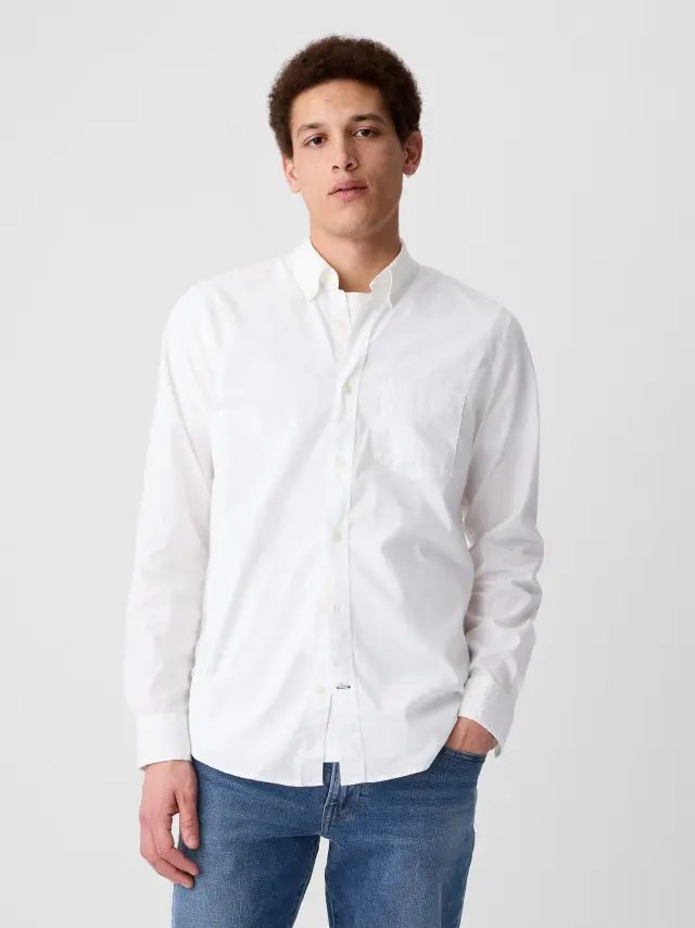 Stretch Ποπλίνα Πουκάμισο σε Slim Fit white - M