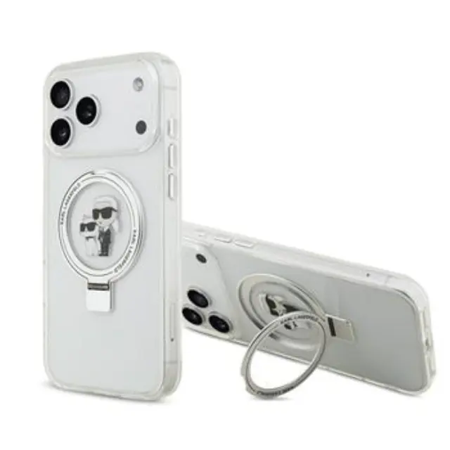 Karl Lagerfeld Ringstand Karl and Choupette MagSafe Case for iPhone 17 Pro Max White