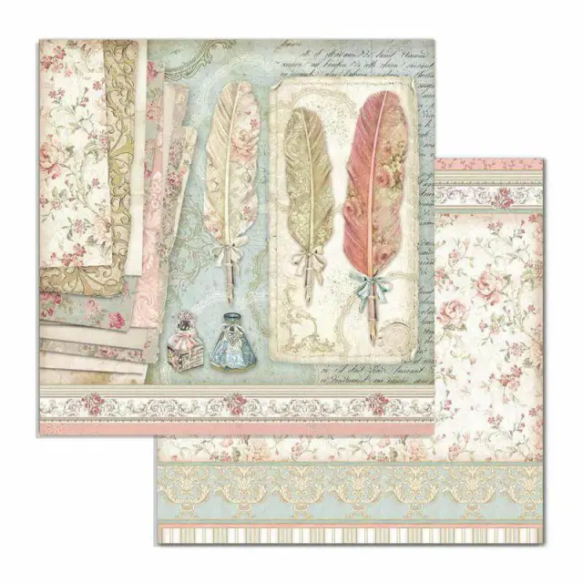 Χαρτί Scrapbooking Stamperia Διπλής Όψης - Feathers - 31x30cm