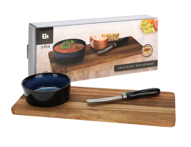 Σετ Σερβιρίσματος Excellent Houseware που αποτελείται από 1 δίσκο, 1 μπολ και 1 μαχαίρι 278000720 2