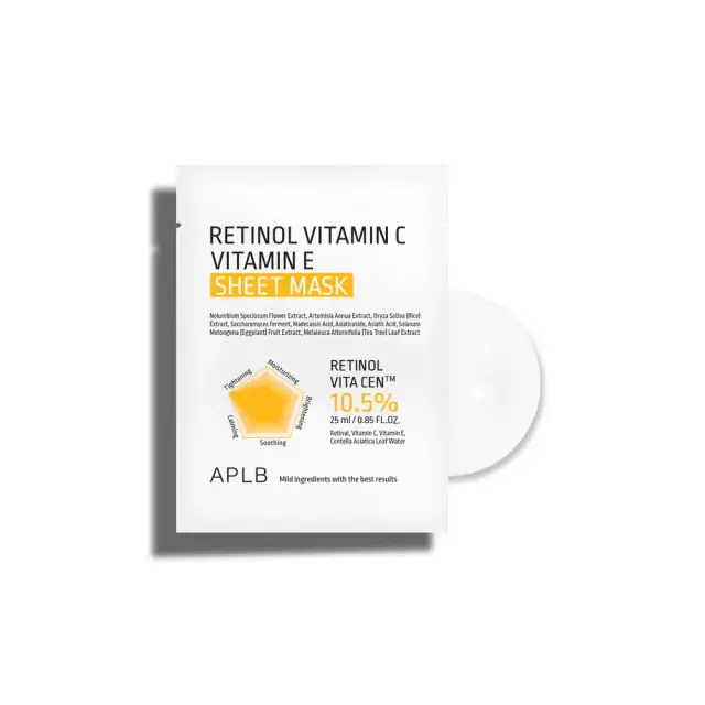APLB - Retinol Vitamin C Vitamin E Sheet Mask 25ml – Μάσκα Αναζωογόνησης & Αντιγήρανσης