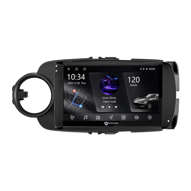 VenCore Οθόνη Multimedia Android 15 9" PX5S Octa-Core 2GB/32GB IPS με Πρόσοψη, CarPlay, Android Auto και Υποστήριξη Κάμερας 360° για Toyota Yaris 2012-2015 – Μαύρη (3236-10005-0635B) 2