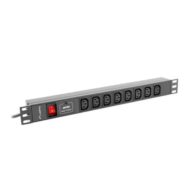 Lanberg Rack Power Strip PDU 19" 1U 16A 2m 8x IEC Black (PDU-08I-0200-C20-BK)
