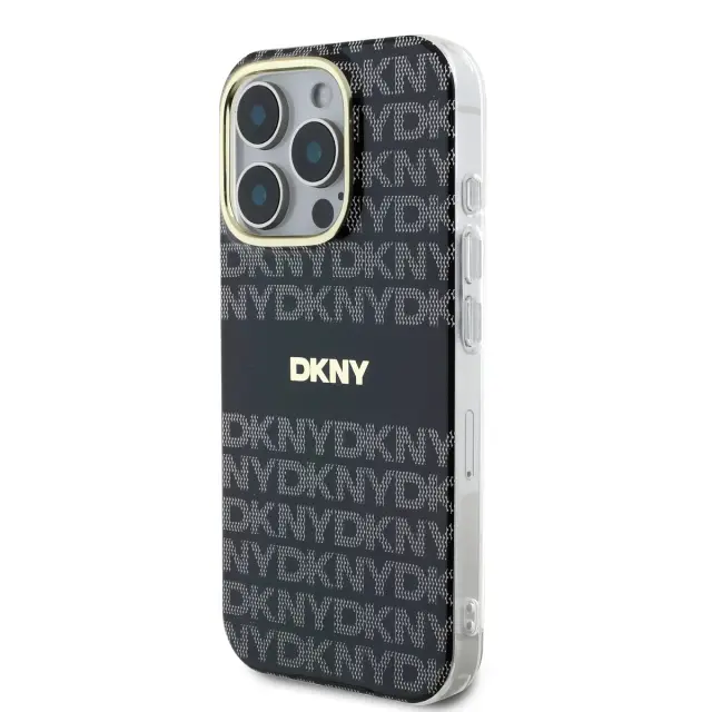DKNY PC/TPU Repeat Pattern Tonal Stripe Magsafe Case for iPhone 16 Pro Max Black 3