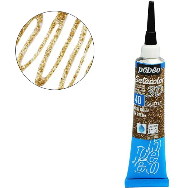 Pebeo Περίγραμμα Υφάσματος Setacolor 3D Glitter Effect - 40 Rich Gold - 20ml