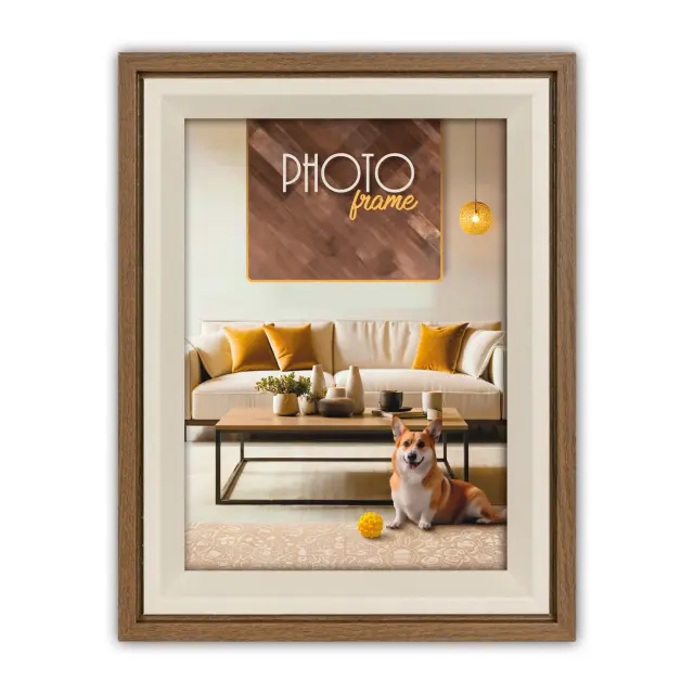 Kορνίζα BOLOGNA BROWN , ξύλινη ,για φωτογραφία 30Χ40 χρώμα καφέ , λευκό