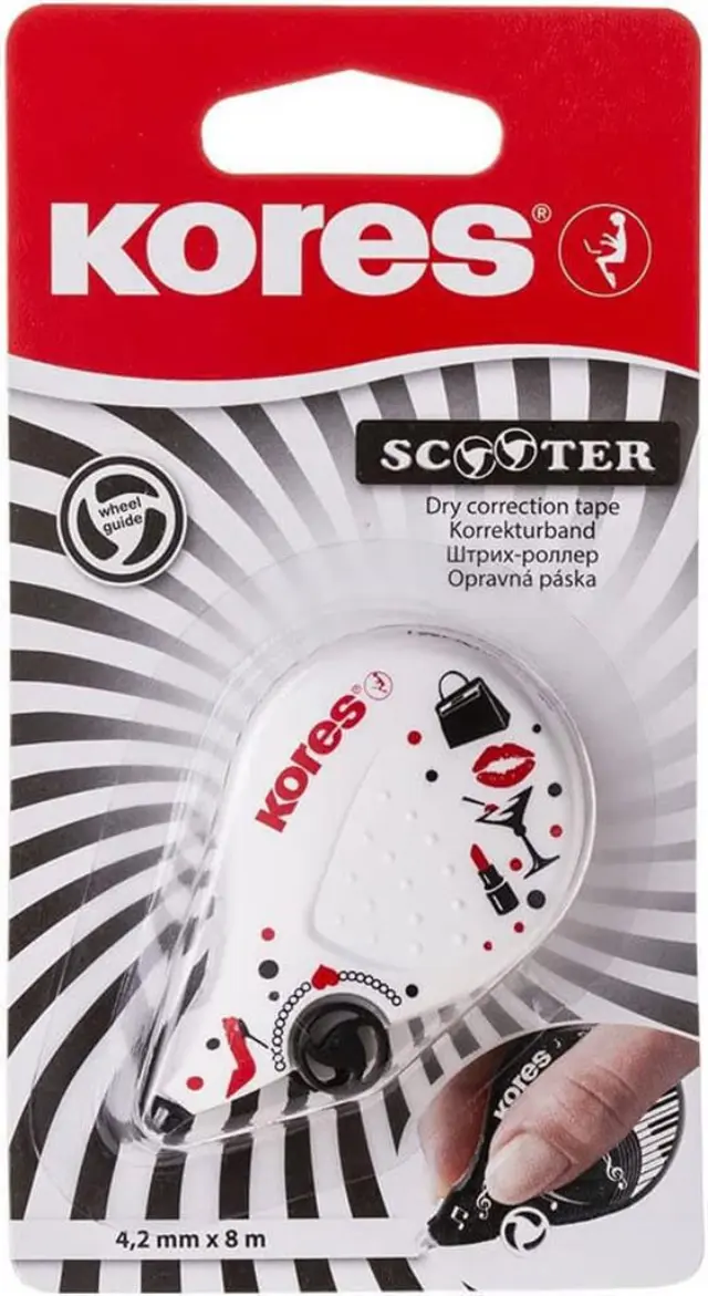 Διορθωτική Ταινία Kores Scooter Blister Λευκό/Μαύρο 4,2 mm X 8m / 84972 (KORES)