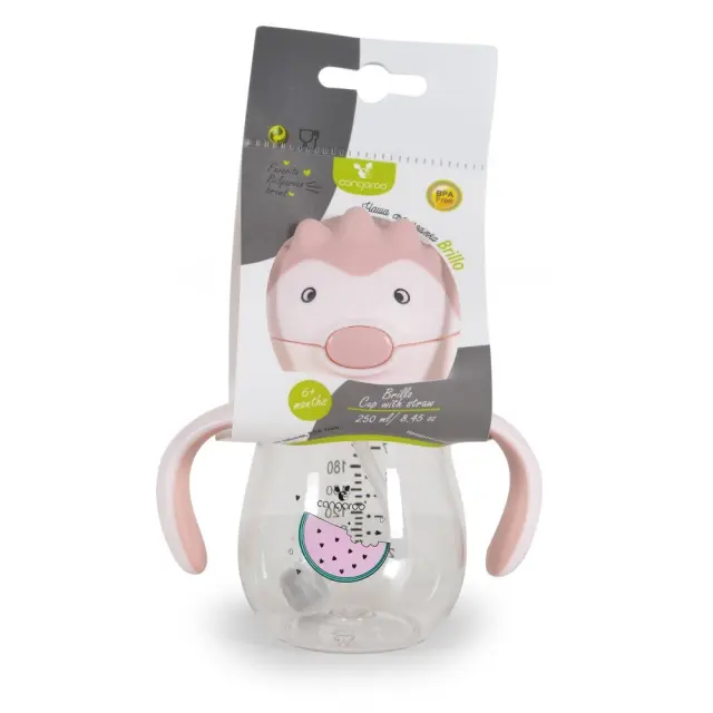 Ποτηράκι με Λαβές και Καλαμάκι 250ml Brillo Cangaroo Pink A0033 3800146269524 3
