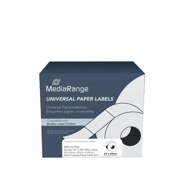 Ετικέτες Γενικής Χρήσης Mediarange (Brother® DK-11209) 29x62mm, 800 pcs, black on white (MRBDK11209)