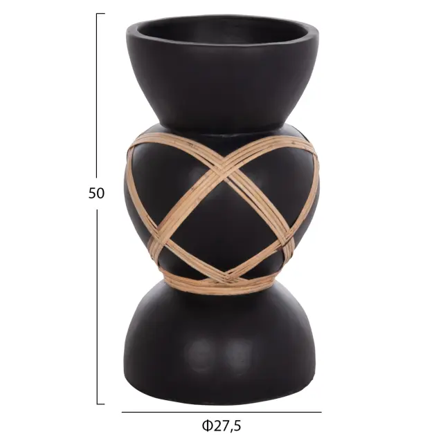 ΔΙΑΚΟΣΜΗΤΙΚΟ ΒΑΖΟ ΔΑΠΕΔΟΥ FB94672.01S TERRACOTTA ΜΑΥΡΟ-RATTAN Φ27.5x50Υ 2