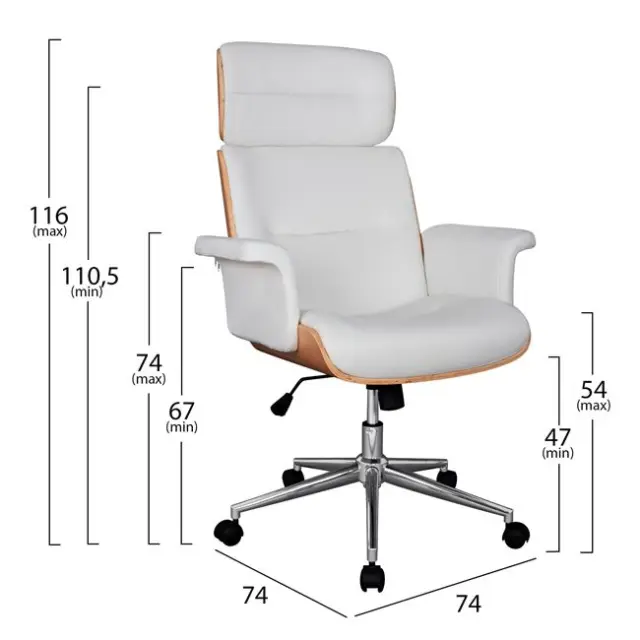 Καρέκλα γραφείου διευθυντική Superior Pro SONAMA-λευκό PU 74x74x116 εκ. 2