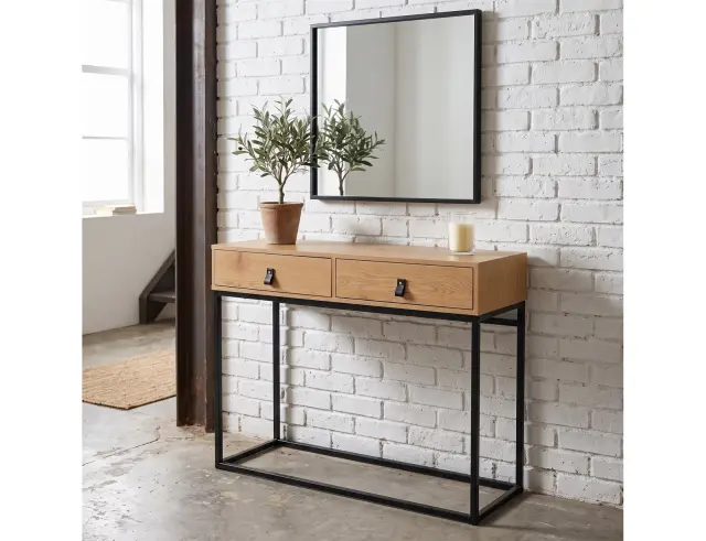 Kονσόλα Εισόδου Abbott Home Deco Factory με 2 συρτάρια και διαστάσεις 100x35x80.5cm - Απόχρωση Ξύλου HD6623