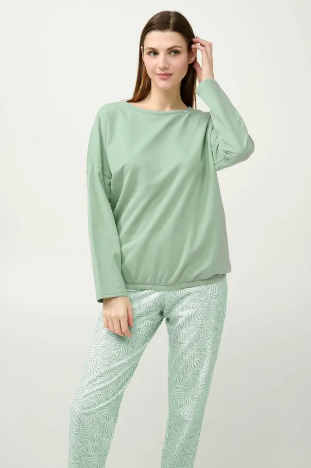 Χειμερινή Γυναικεία Φούτερ Πυτζάμα Vamp 23263 GREEN FROSTY 3
