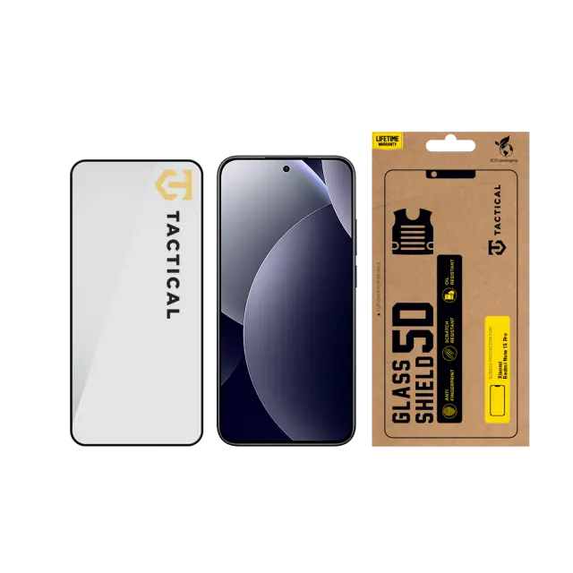 Tactical Glass Shield 5D for Xiaomi Redmi Note 15 Pro 5G Black 3