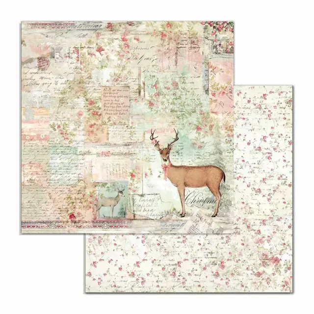 Σετ 10 Χαρτιά Scrapbooking Stamperia Διπλής Όψης - Pink Christmas - 30x30cm 2