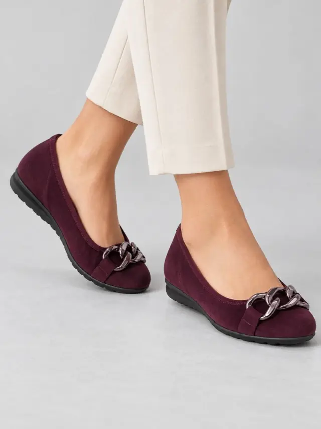 Gabor Μπαλαρίνες Γυναικείο δέρμα Nubuck Μπορντώ GAB/62625 49-BRAMBLE 2