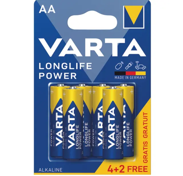 Μπαταρία Alkaline Varta Longlife Power AA LR06 Plastic Free (6 τεμ.) N68838