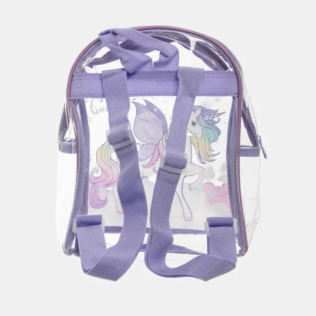 Τσαντάκι πλάτης unicorn μωβ διάφανο 2