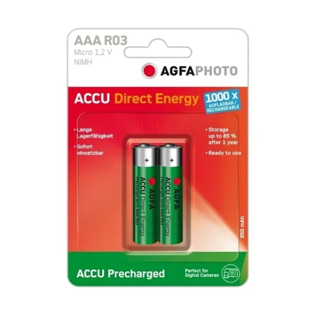 Agfa Μπαταρία Επαναφορτιζόμενη ΗR03 (AAA) Blister 2 Τεμαχίων