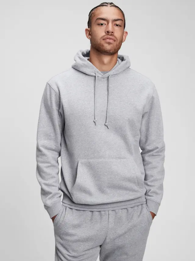 Γκρι Fleece Φούτερ με Κουκούλα medium gray - XXL