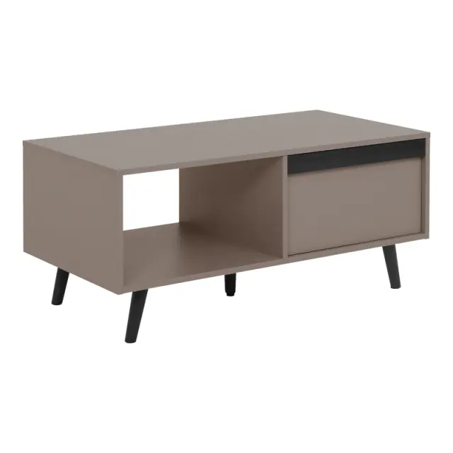 Τραπέζι σαλονιού Nectra pakoworld taupe με μαύρο 100x50x45εκ 3