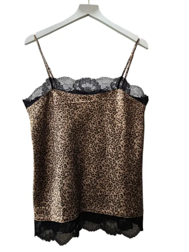 Lida Σετ 3 TMX Πιτζάμα Σατέν Animal Print Black Lace 2